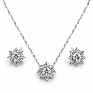 FLORAL RADIANCE – Luxusní stříbrná souprava s moissanity 2 ct | ANU JEWELRY