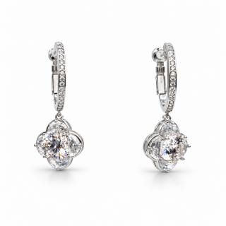 DIAMOND BLOSSOM – Luxusní stříbrné visací náušnice s moissanitem 2 ct
