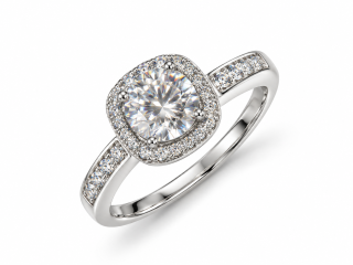 ELIANA 1CT – Luxusní stříbrný prsten s moissanitem a halo obrubou | ANU JEWELRY