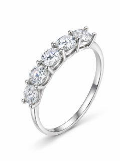 FIDELIA 1,5CT – Luxusní stříbrný prsten s pěti moissanity | ANU JEWELRY